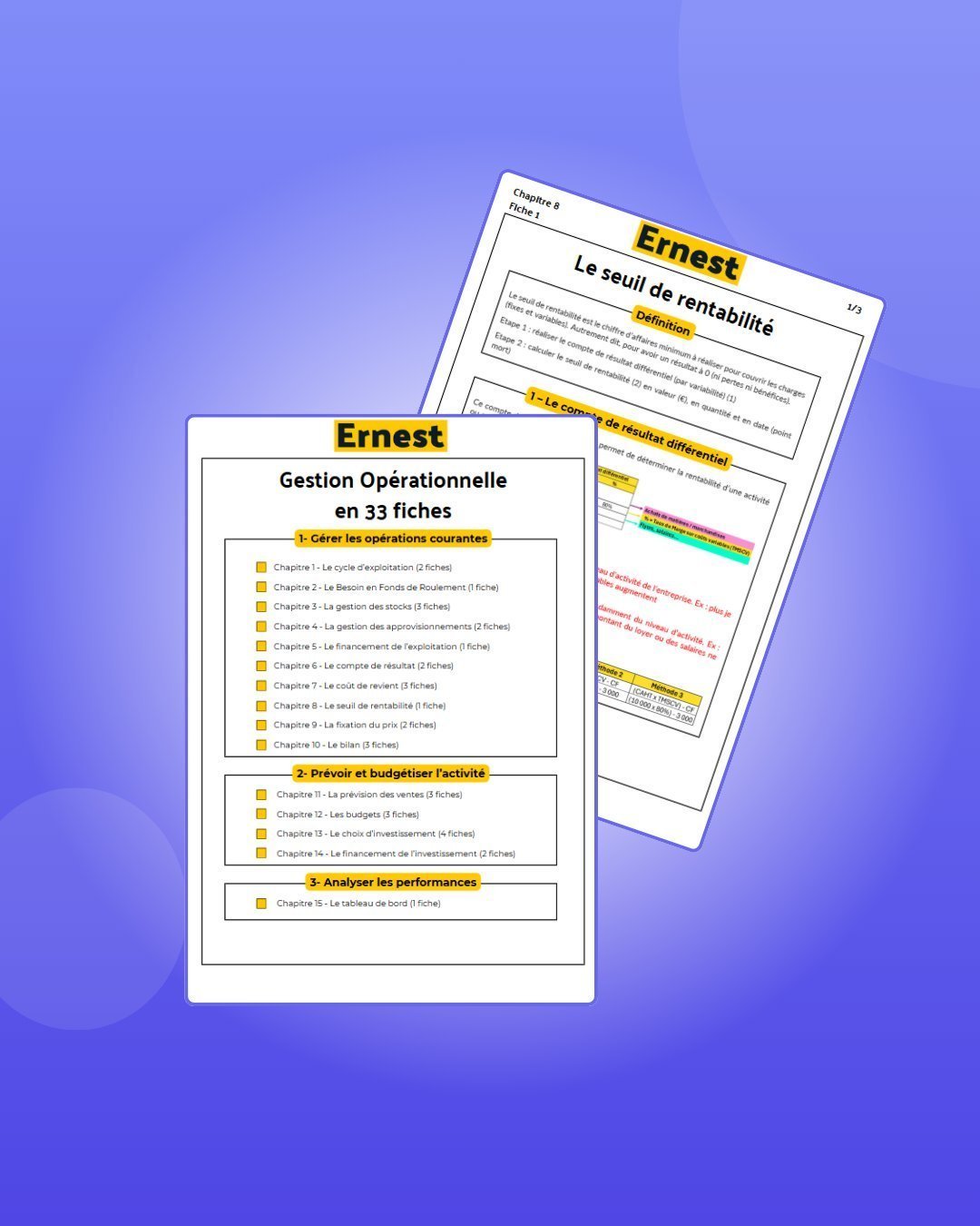 33 fiches Gestion Ernest